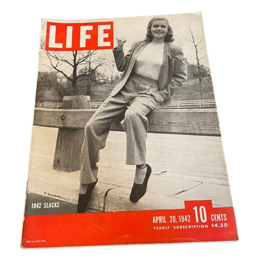 Life Magazine April 20 1942 Slacks, Joe Dimaggio‎ Camel Ad